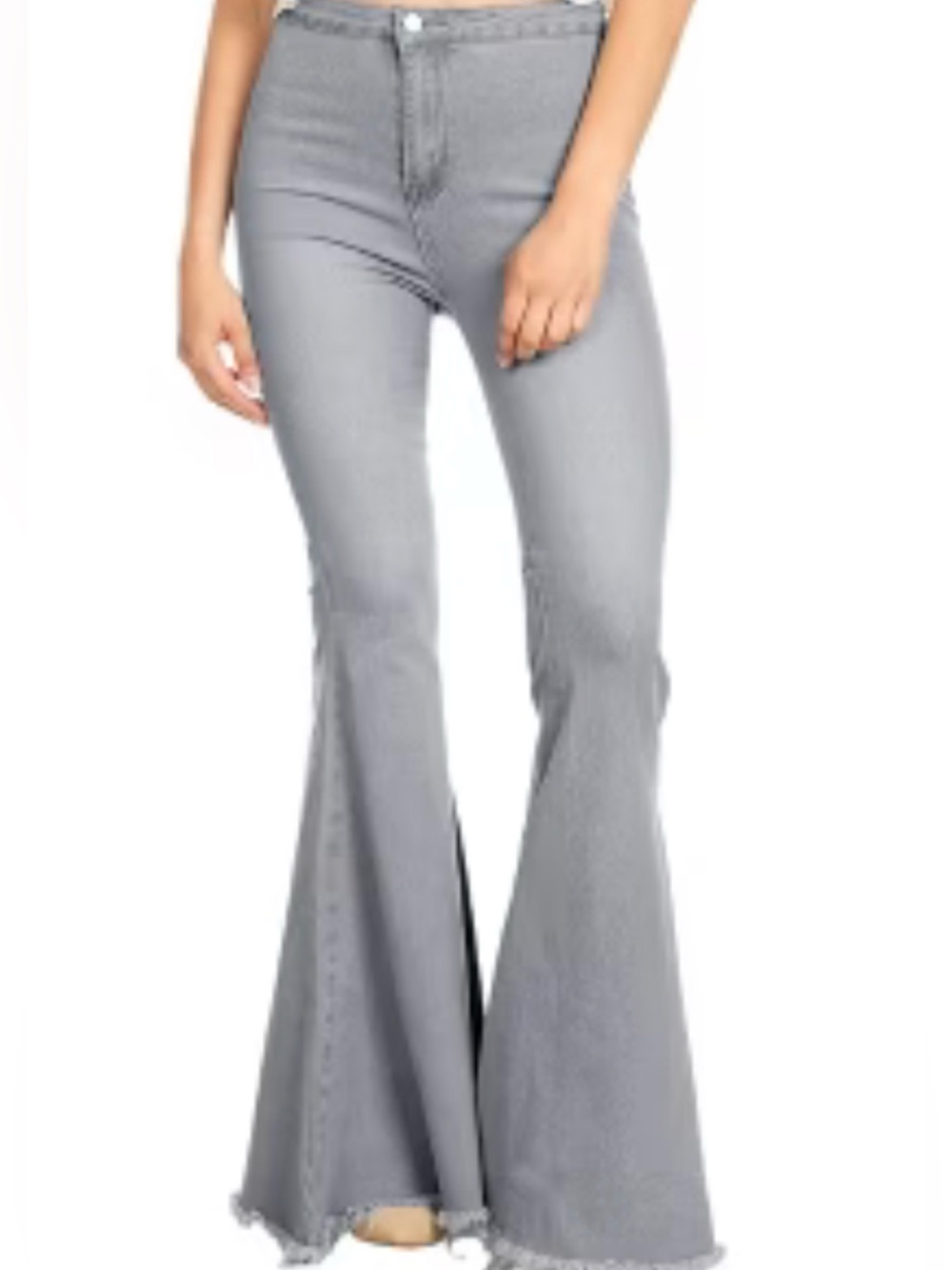 Free People Gray High-Rise Flare Jeans